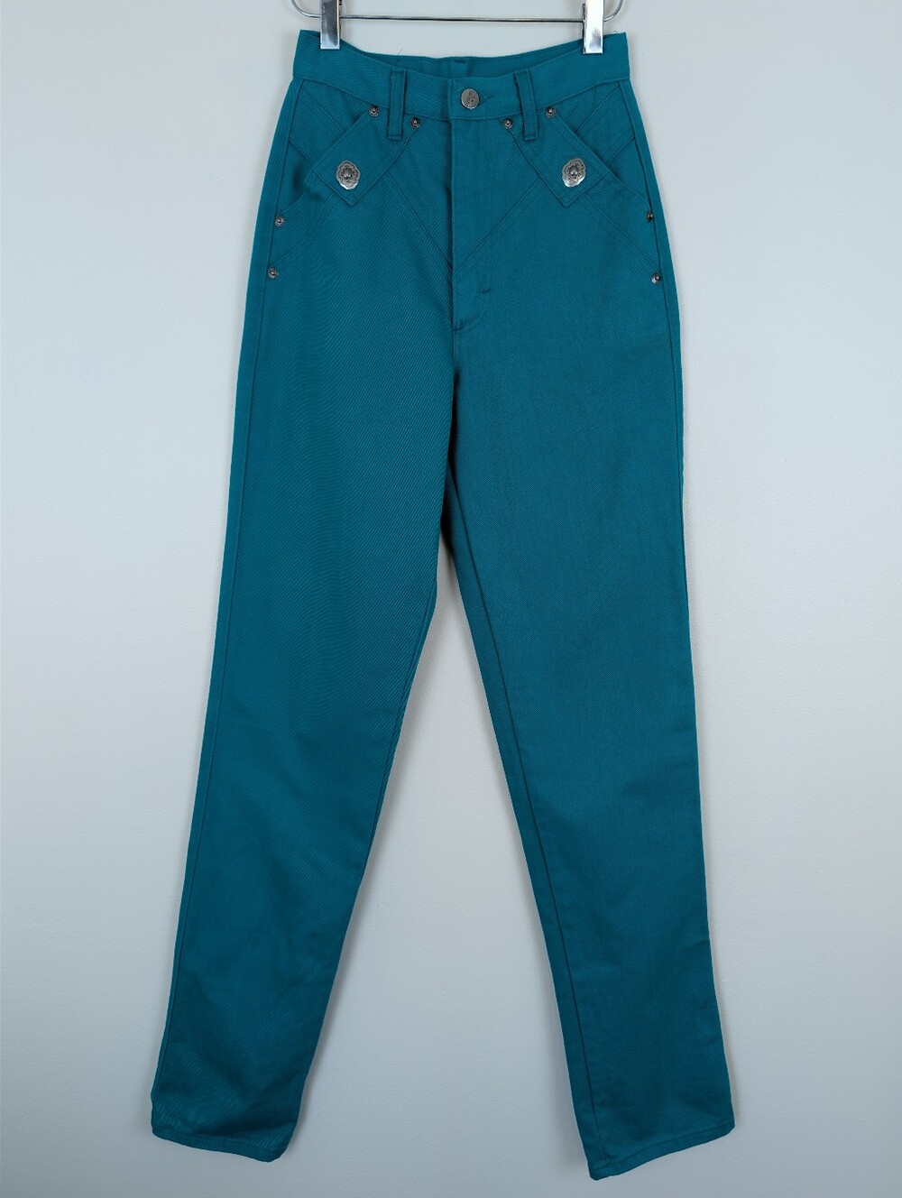 Vintage Roughrider by Circle T Teal Concho High Waist Western Jeans size 3/4